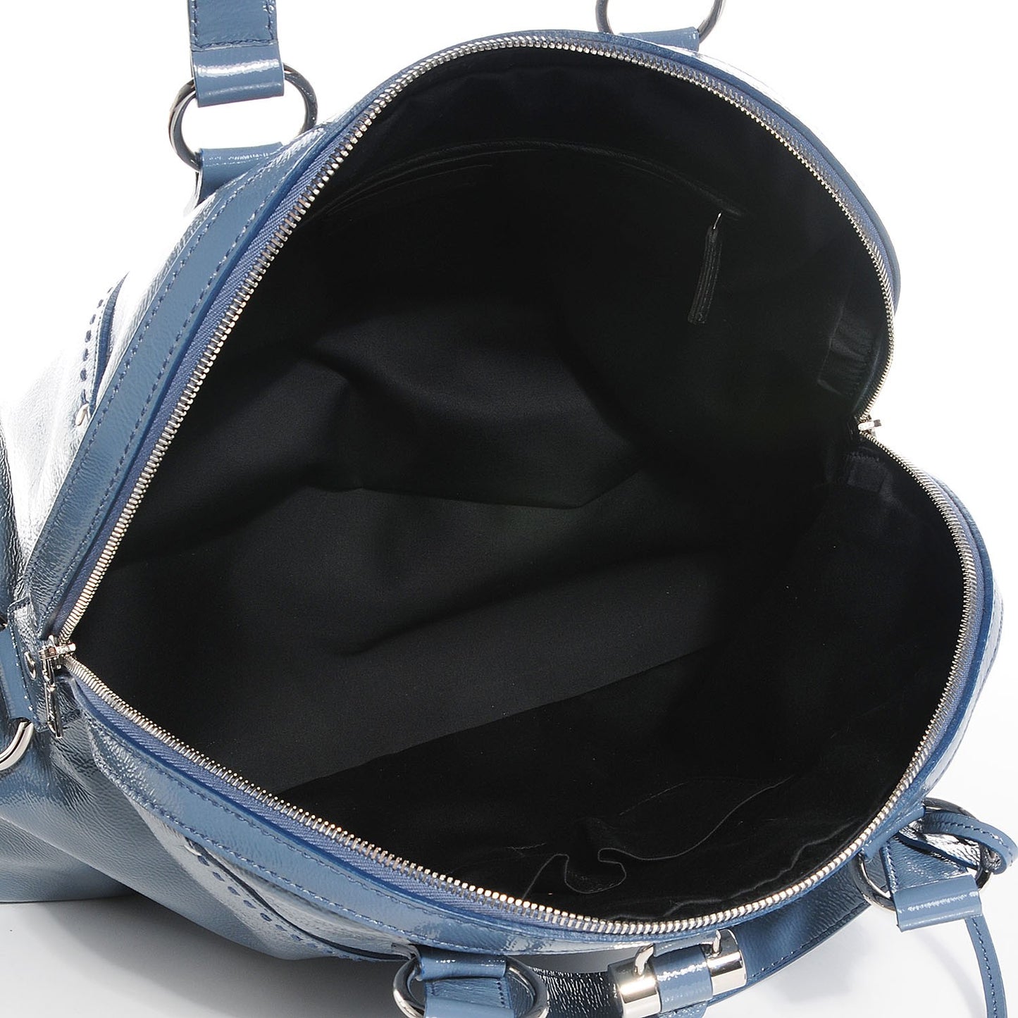 Patent Calfskin Oversized Muse Grey Blue