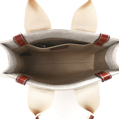 Chloe Cotton Calfskin Small Woody Ribbon Tote White Brown 5 of 12