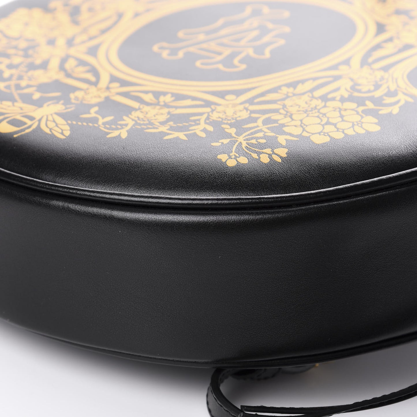 Calfskin LA Round Backpack Black Gold