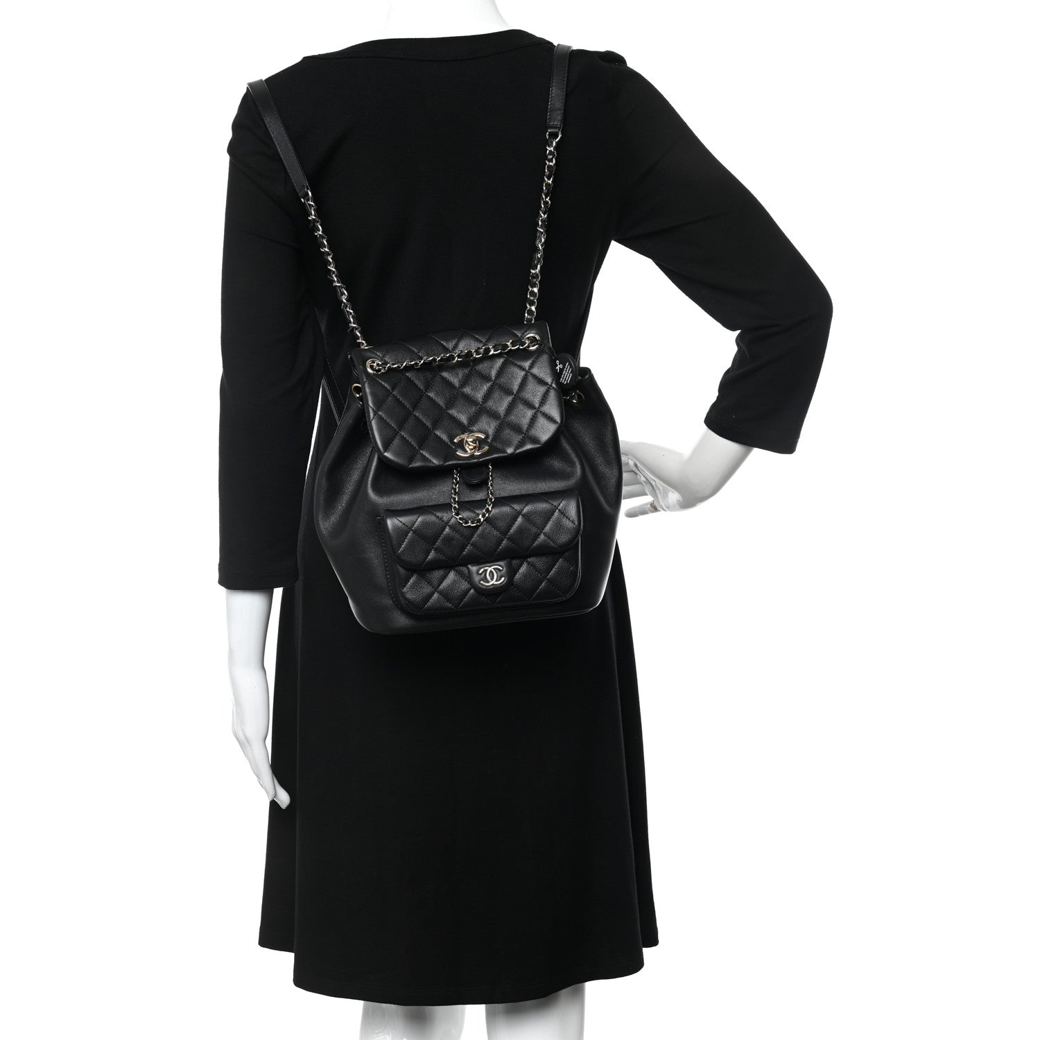 Chanel Lambskin Quilted Small Duma Drawstring Backpack Black 2 of 10