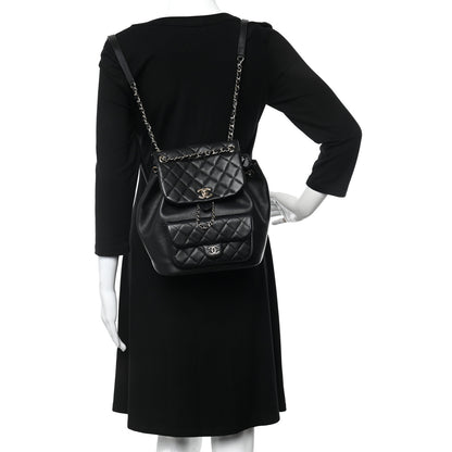 Chanel Lambskin Quilted Small Duma Drawstring Backpack Black 2 of 10