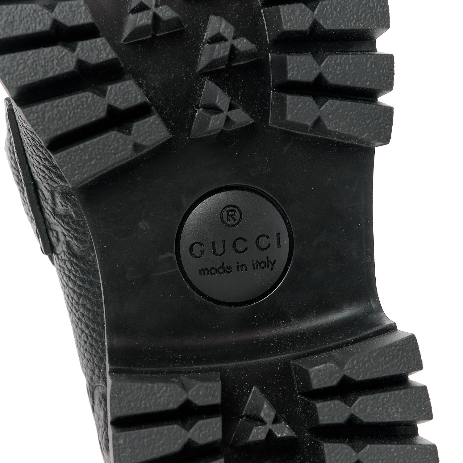 Gucci Piuma Calfskin Embossed Womens Platform Lug Sole Loafers 36.5 Black 6 of 11
