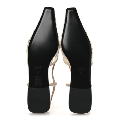 Gucci Suede Mesh Crystal GG Monogram Slingback Ballet Flats 38 Light Powder Skin Rose 7 of 11