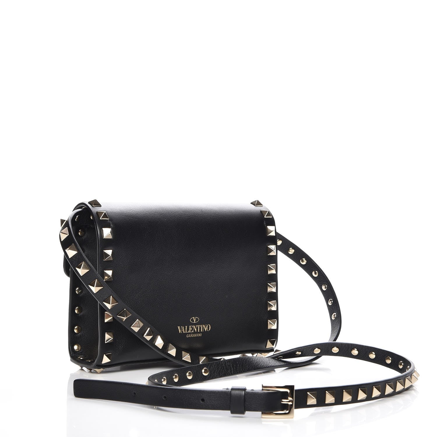 Valentino Garavani Vitello Mini Rockstud Flip Lock Crossbody Bag Black 3 of 6