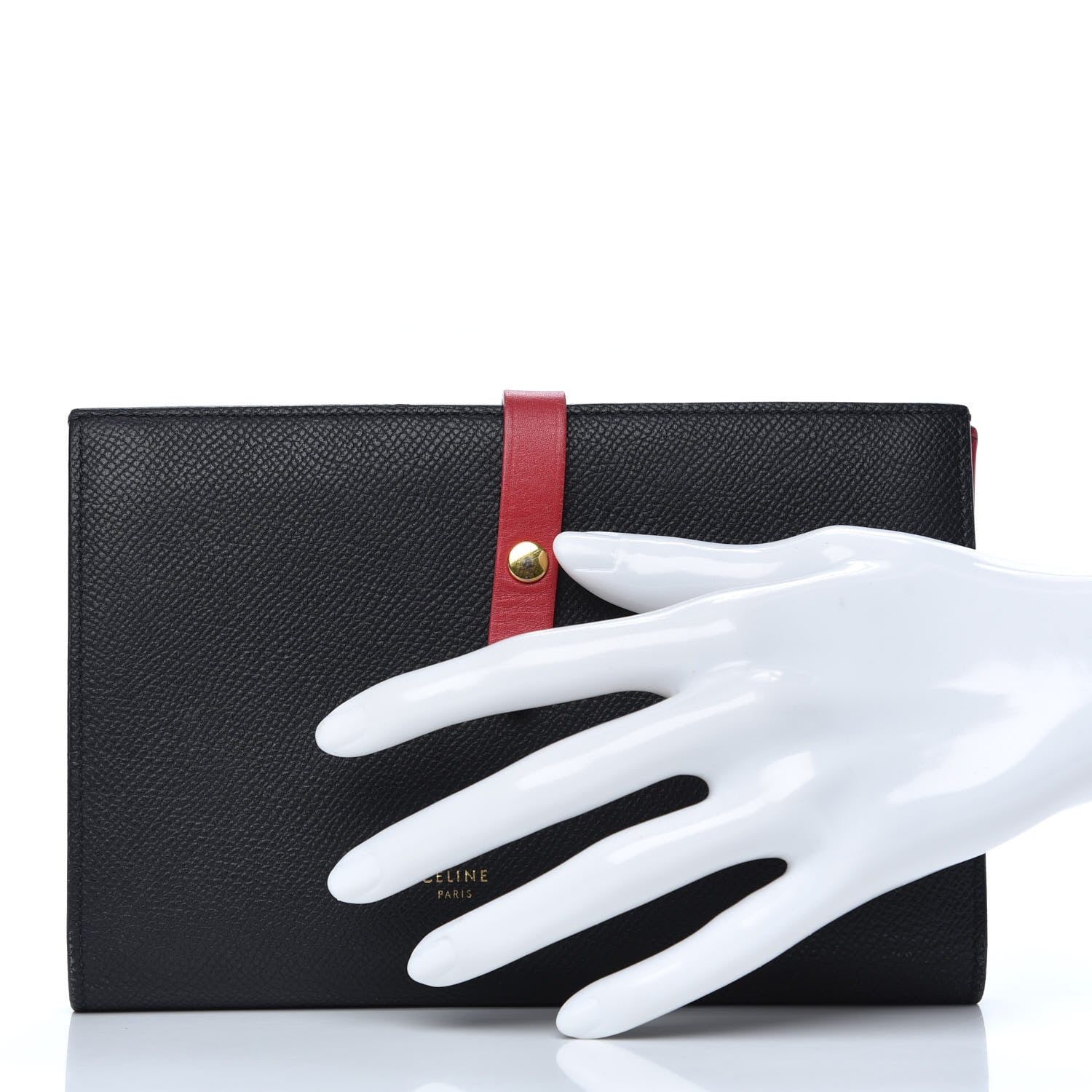 Celine Grained Calfskin Large Multifunction Strap Wallet Black 2 of 6