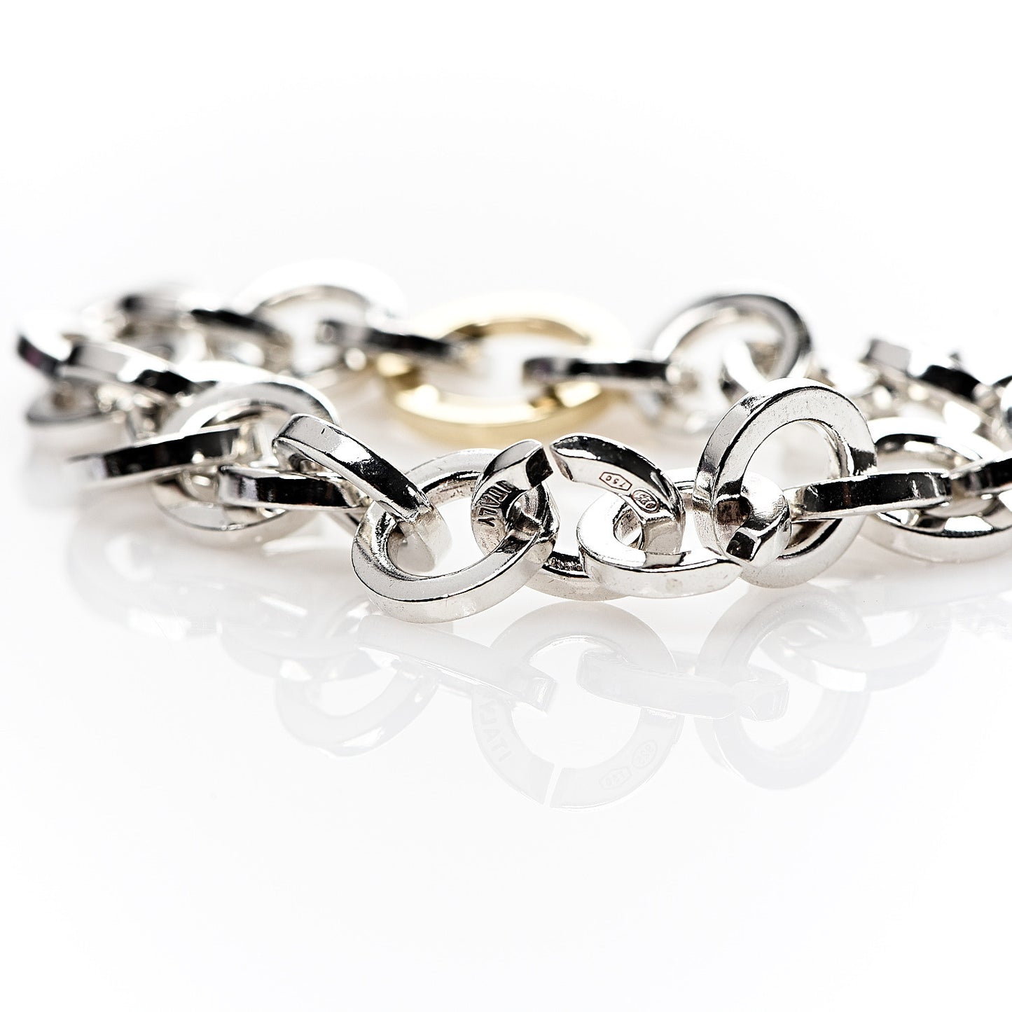 Sterling Silver 18K Yellow Gold Circle Link Bracelet