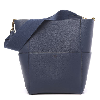 Celine Soft Grained Calfskin Sangle Bucket Bag Deep Blue 1 of 11