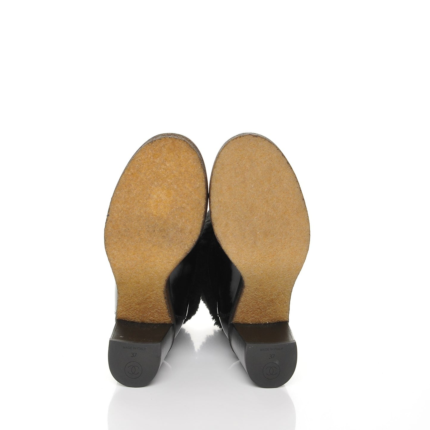 Patent Calfskin Shearling Short Boots 37 Black