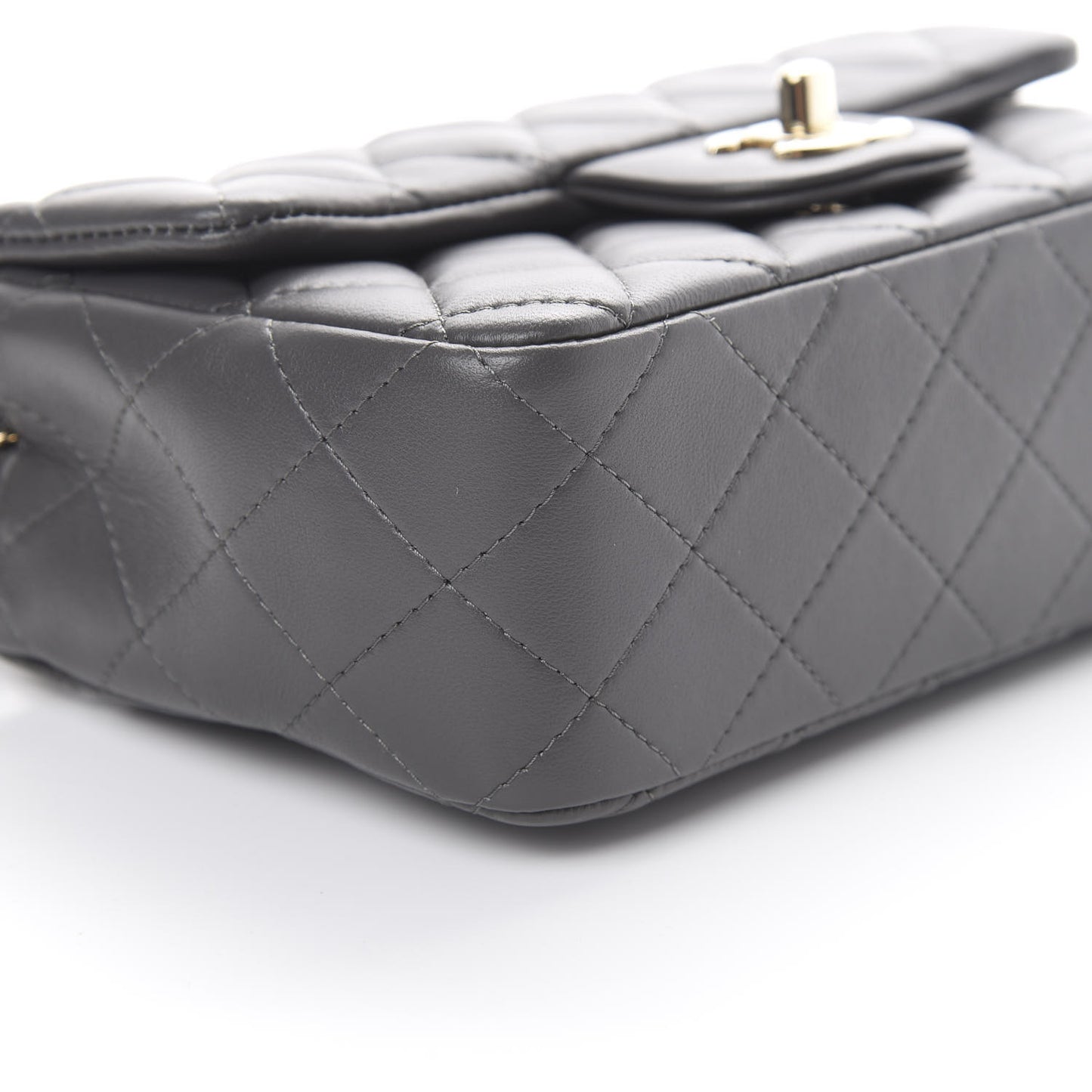 Lambskin Quilted Mini Rectangular Flap Grey