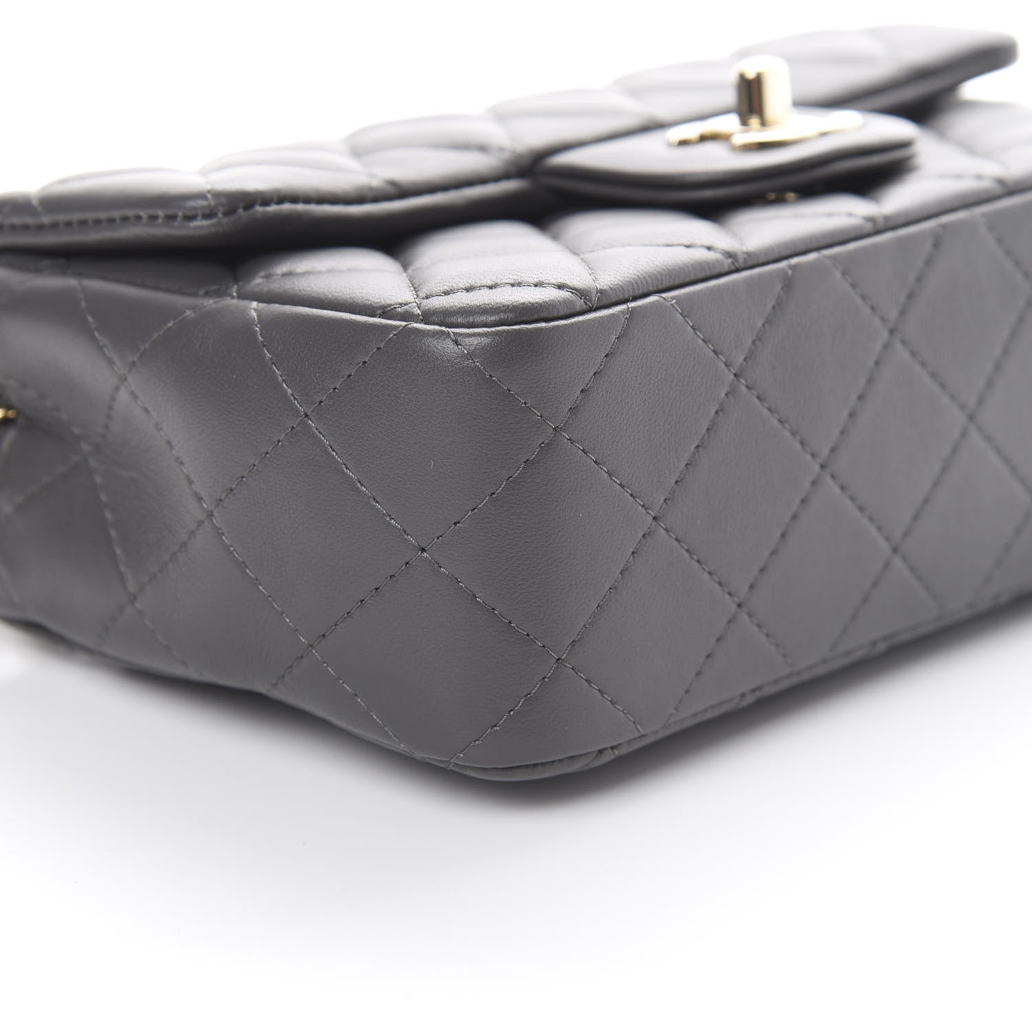Chanel Lambskin Quilted Mini Rectangular Flap Grey 8 of 13