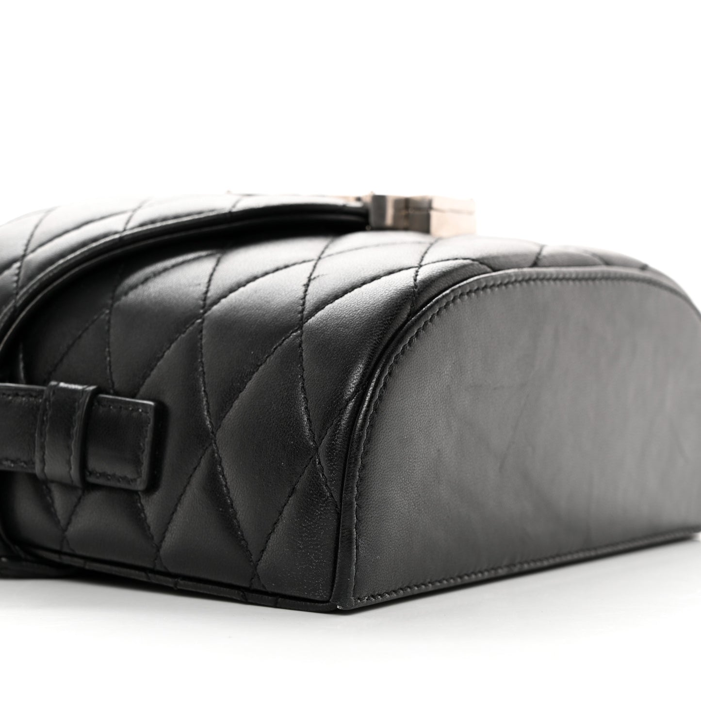Lambskin Quilted Monogram June Box Bag Black