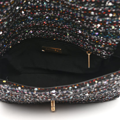 Chanel Tweed Sequin Quilted Large Chanel 19 Flap Black Multicolor 4 of 8
