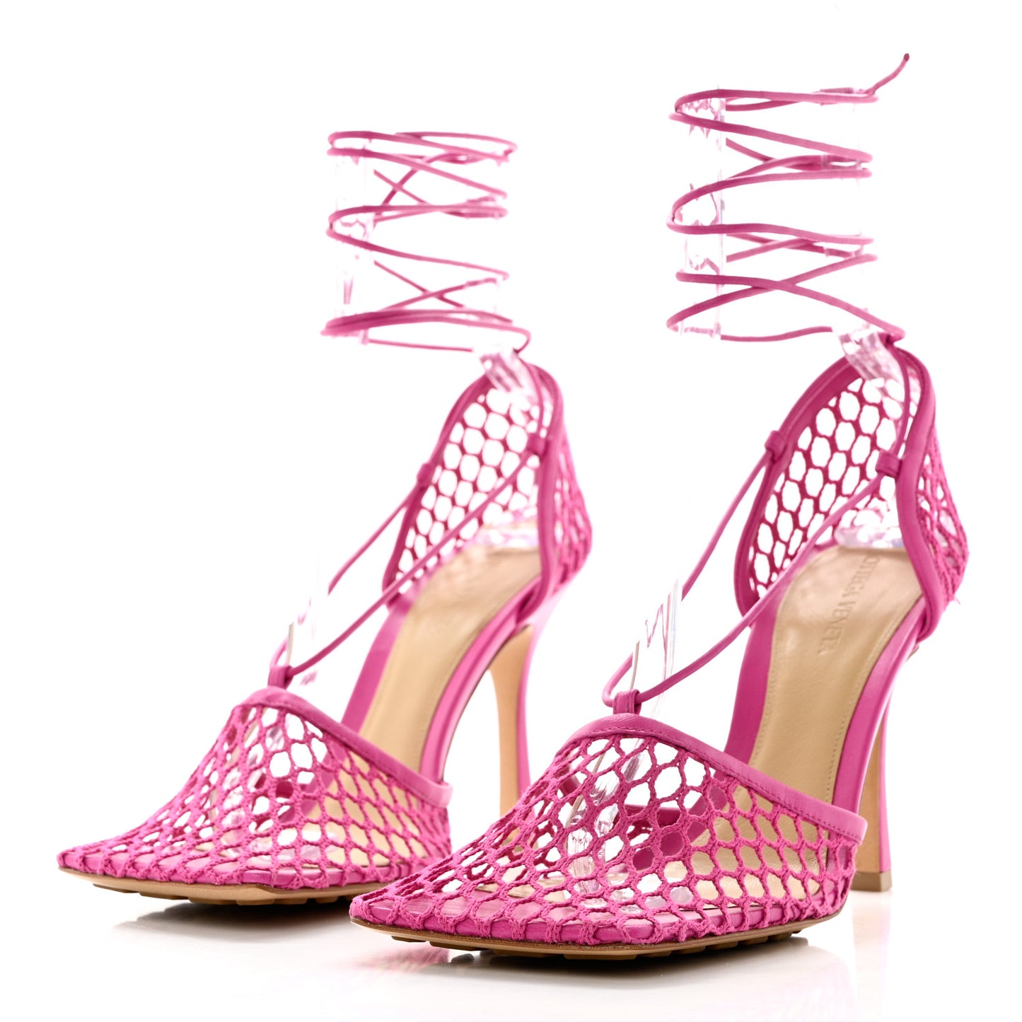Mesh Nappa Stretch Ankle Tie 90mm Sandals 41 Hollyhock