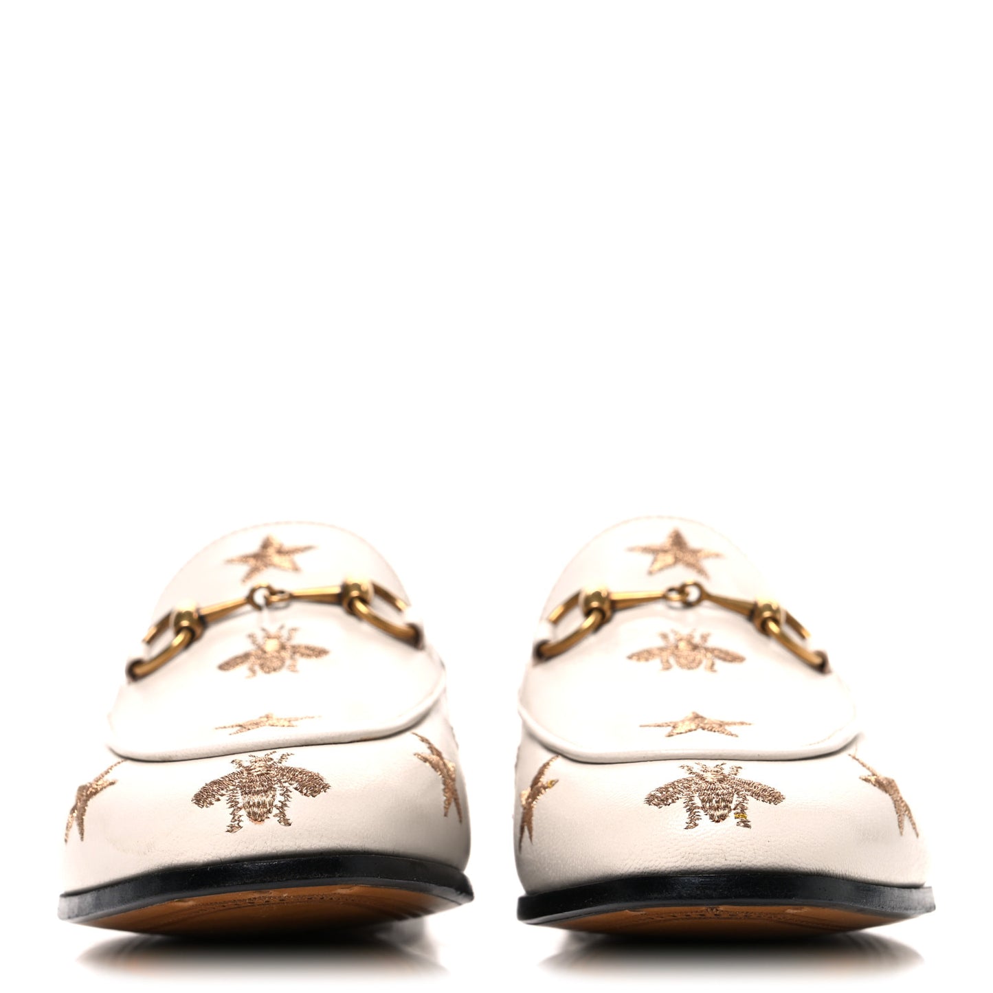 Goatskin Bee Star Embroidered Womens Jordaan Loafers 36 Mystic White