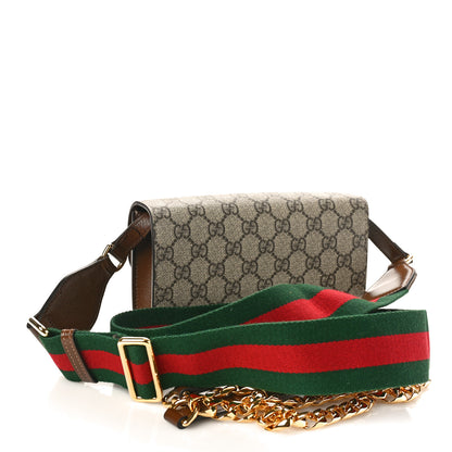 Gucci GG Supreme Monogram Azalea Calfskin Web Mini Horsebit 1955 Chain Shoulder Bag Beige Ebony Brown Sugar 3 of 9