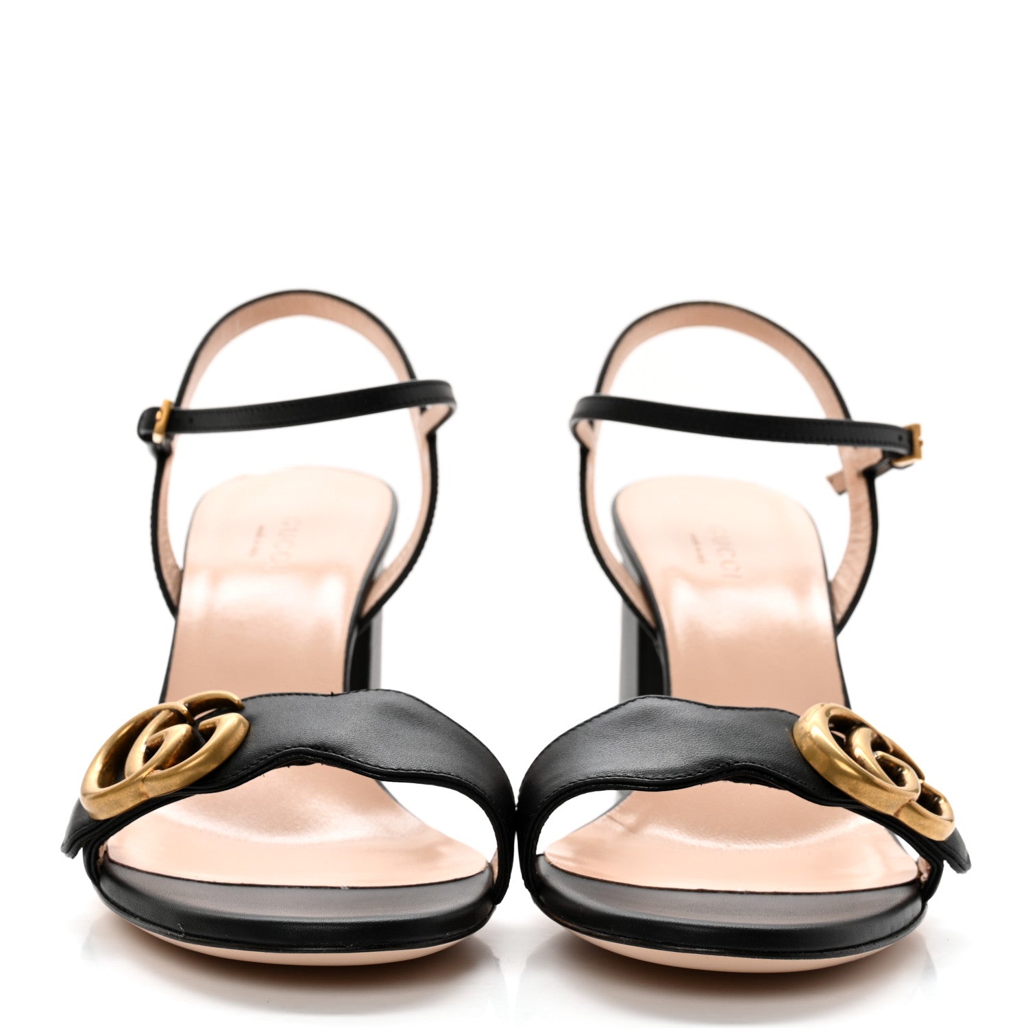 Gucci Lifford Calfskin GG Marmont Ankle Wrap 75mm Sandals 38 Black 2 of 8