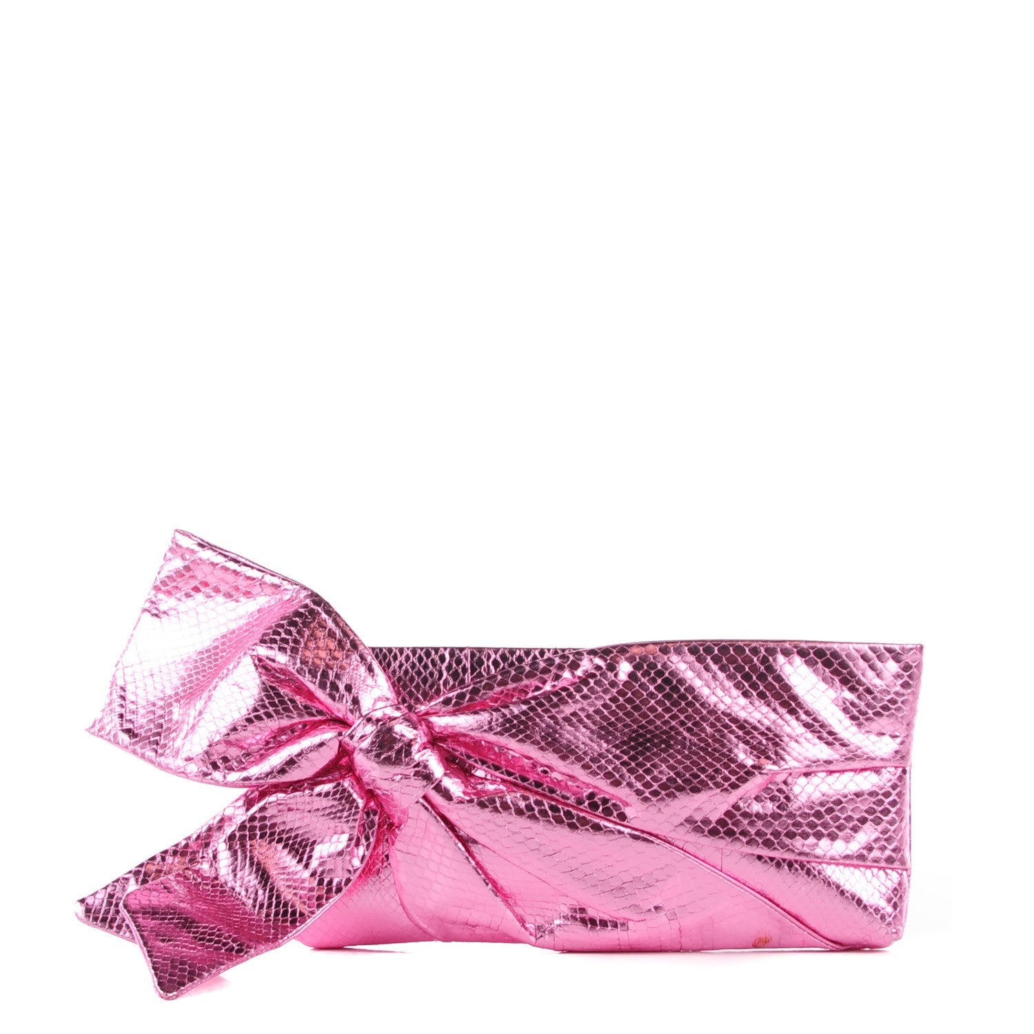 Valentino Garavani Python Bow Clutch Pink 1 of 7