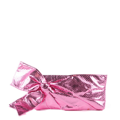 Valentino Garavani Python Bow Clutch Pink 1 of 7