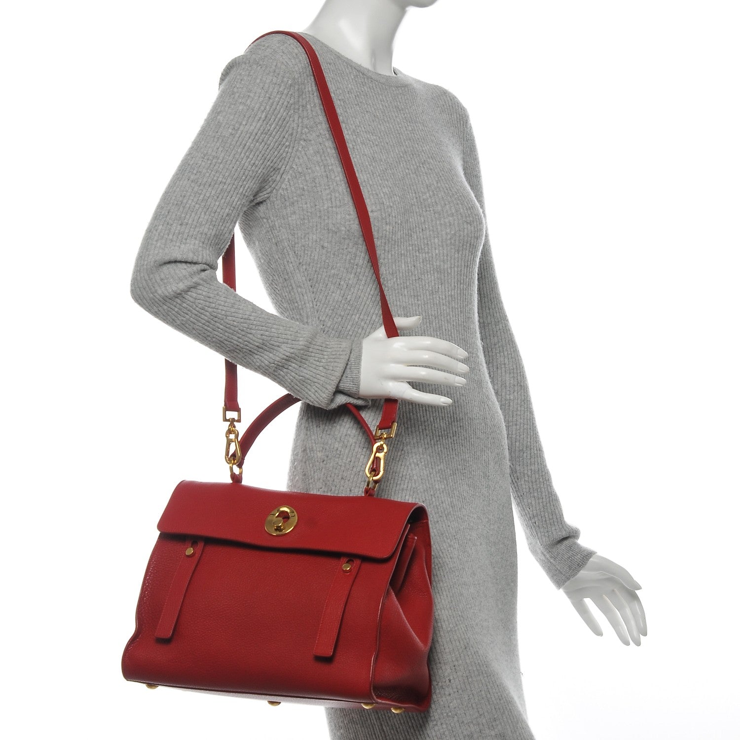 Saint Laurent Calfskin Medium Muse Two Red 2 of 6