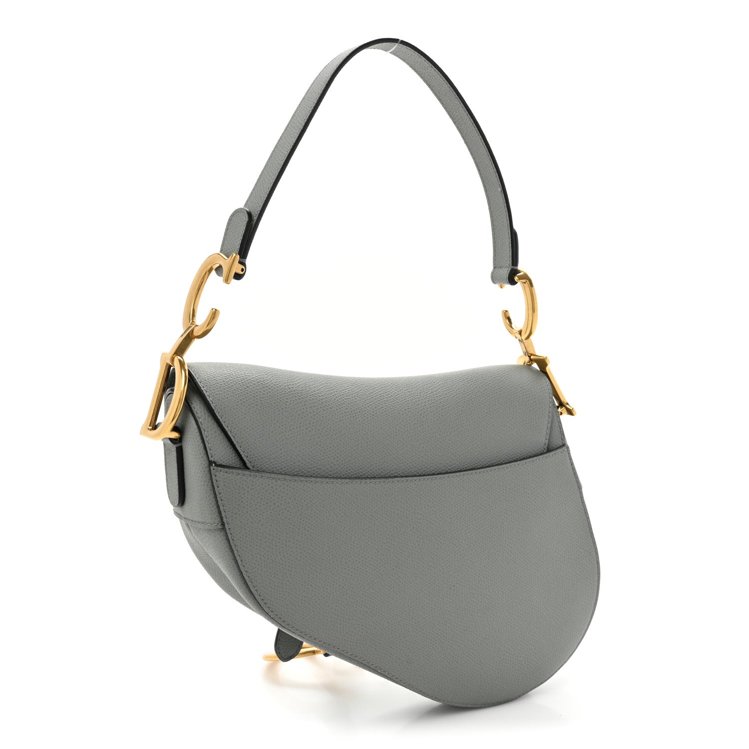 Christian Dior Grained Calfskin Saddle Bag Grey Stone 3 of 13
