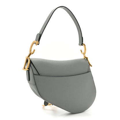 Christian Dior Grained Calfskin Saddle Bag Grey Stone 3 of 13