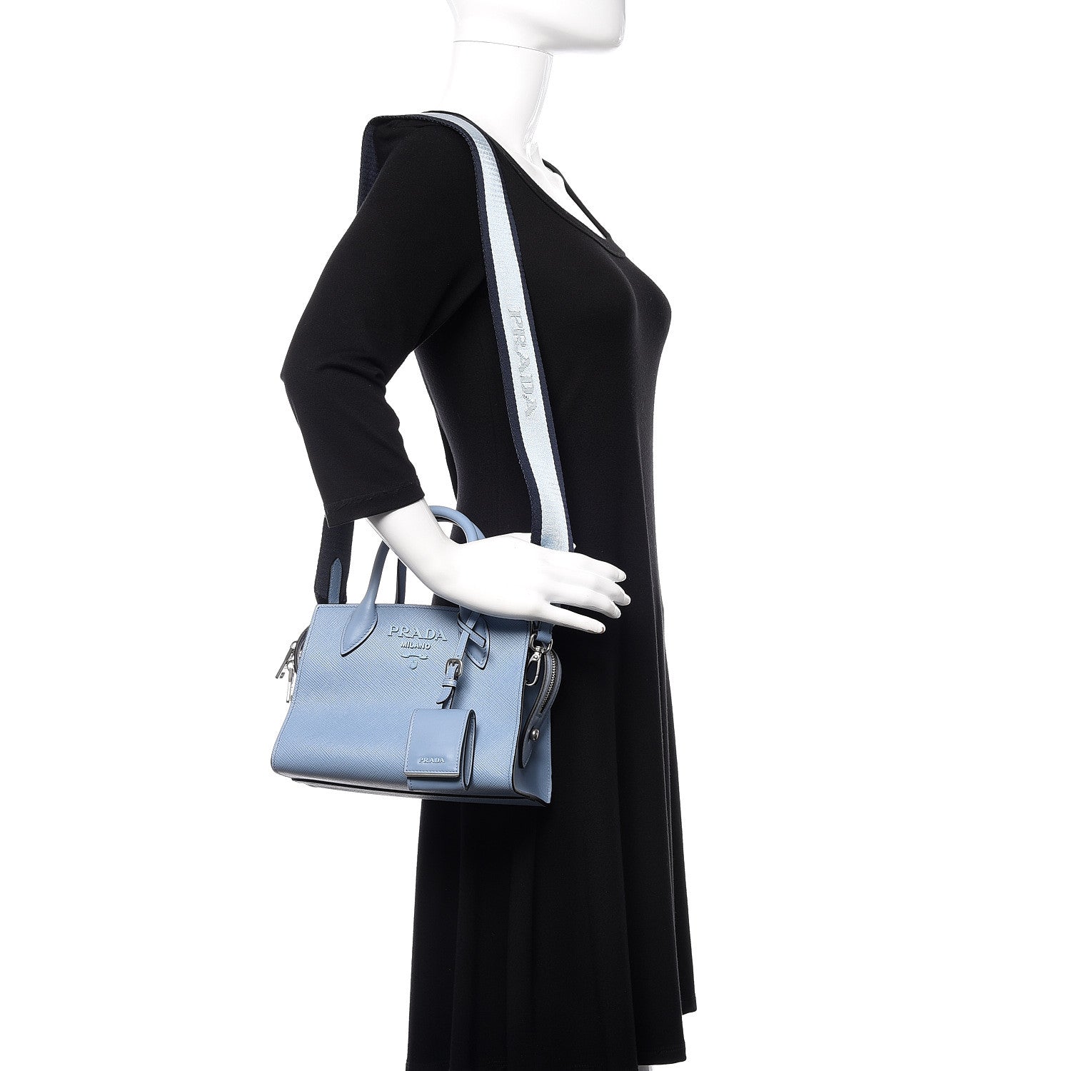Prada Saffiano Cuir Calfskin Mini Monochrome Top Handle Tote Astrale 2 of 12
