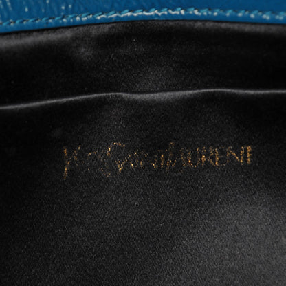 Saint Laurent Textured Patent Large Belle de Jour Clutch Blue 6 of 7