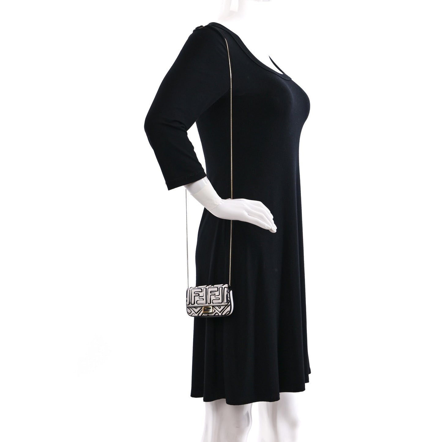 X JOSHUA VIDES Nappa Vitello King FF Embossed Nano Baguette Charm White Black