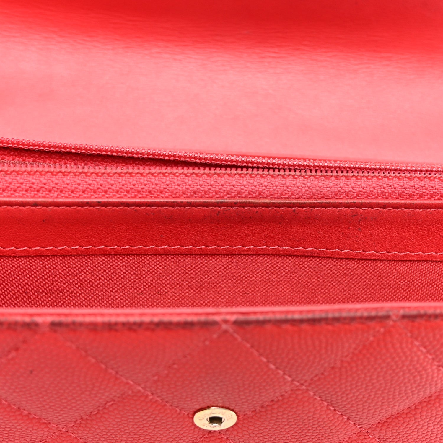 Chanel Caviar Quilted Large Filigree Gusset Flap Wallet Red 10 of 19