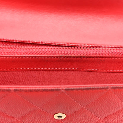 Chanel Caviar Quilted Large Filigree Gusset Flap Wallet Red 10 of 19