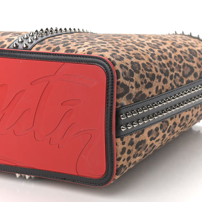 Christian Louboutin Calfskin Leopard Print Spikes East West Cabata Tote Black 10 of 10