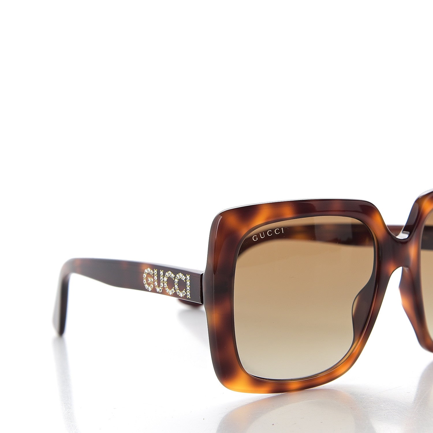 Gucci Square Frame Crystal Sunglasses GG 0418S Tortoiseshell 7 of 10