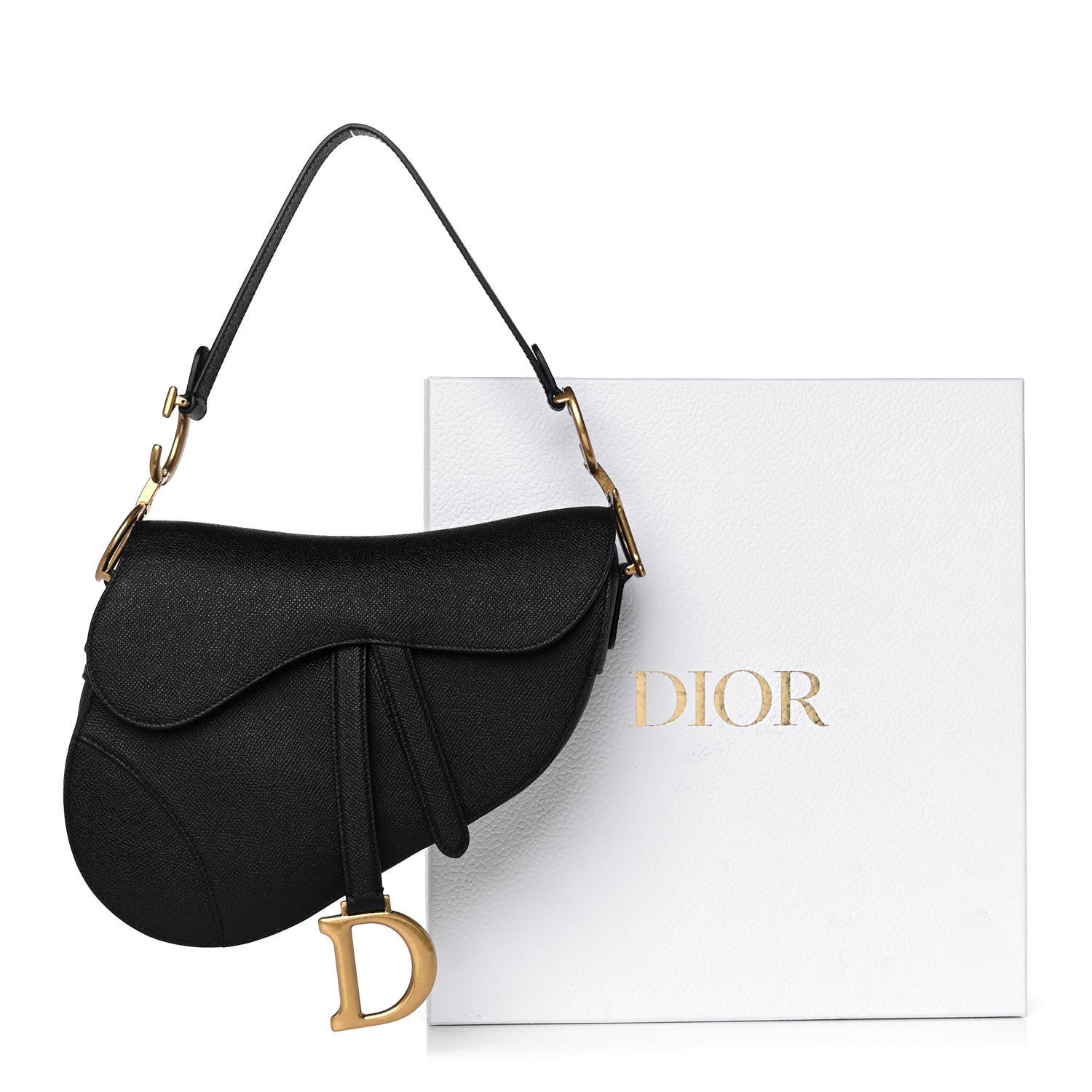 Christian Dior Grained Calfskin Saddle Bag Black 13 of 13