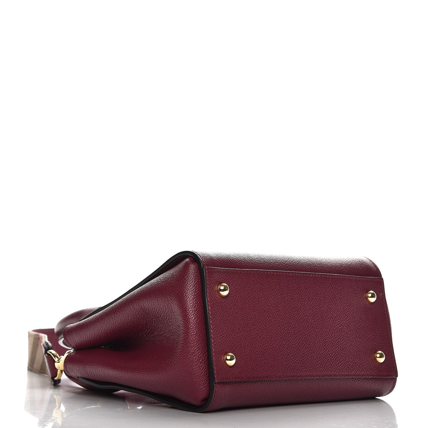 Burberry Soft Grain Calfskin Small Buckle Tote Dark Plum 5 of 8