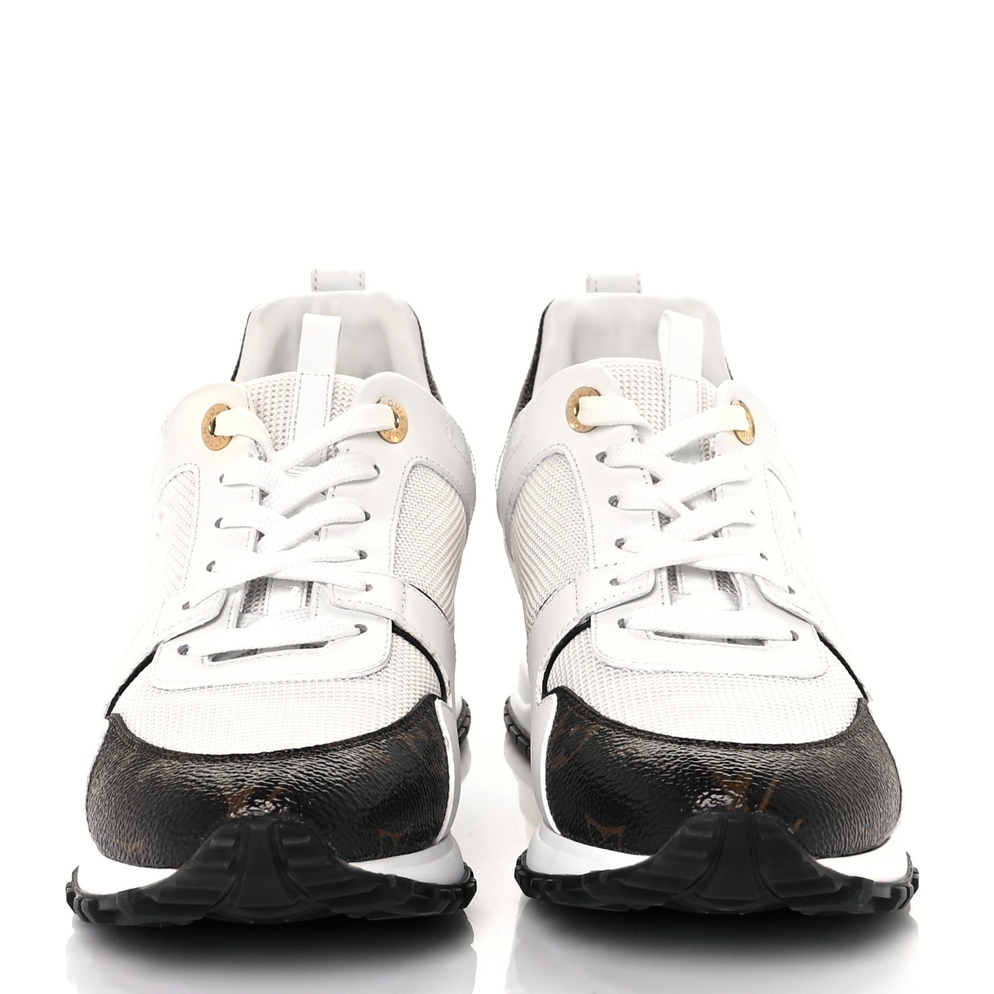 Calfskin Monogram Run Away Sneakers 38.5 White