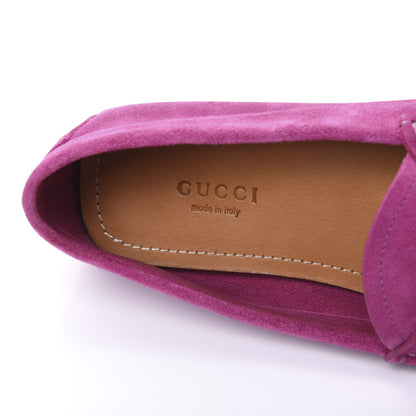 Gucci Suede Womens Horsebit Driver Loafer 35.5 New Rosette 7 of 9