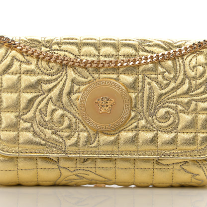 Versace Metallic Nappa Barocco Quilted Medusa Chain Crossbody Gold 13 of 22
