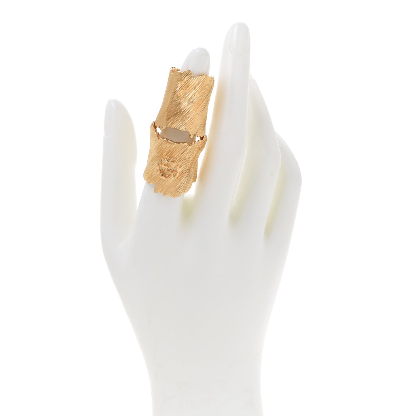 Textured Metal Interlocking G Finger Ring Gold