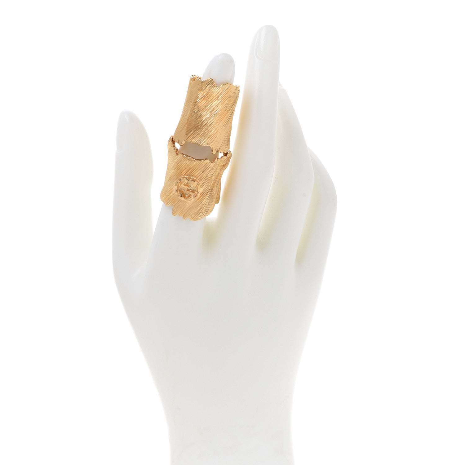 Gucci Textured Metal Interlocking G Finger Ring Gold 2 of 5