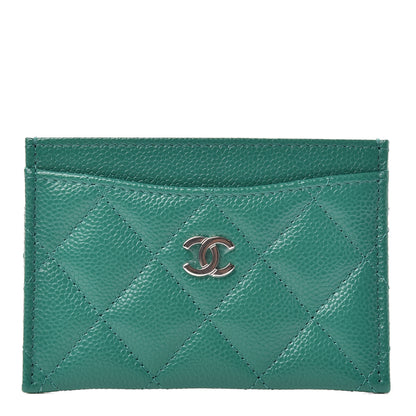 Chanel Caviar Quilted Card Holder Green 1 of 8