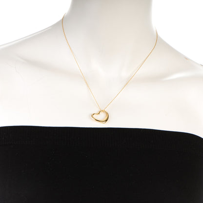 Tiffany 18K Yellow Gold Elsa Peretti Small Open Heart Pendant Necklace 2 of 6