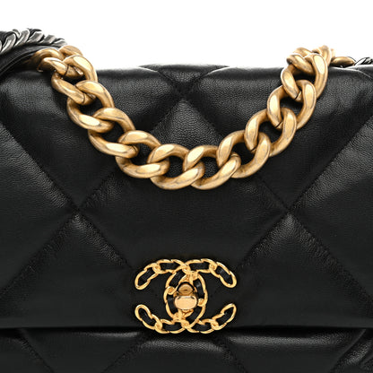 Chanel Goatskin Quilted Large Chanel 19 Flap Black 10 of 10