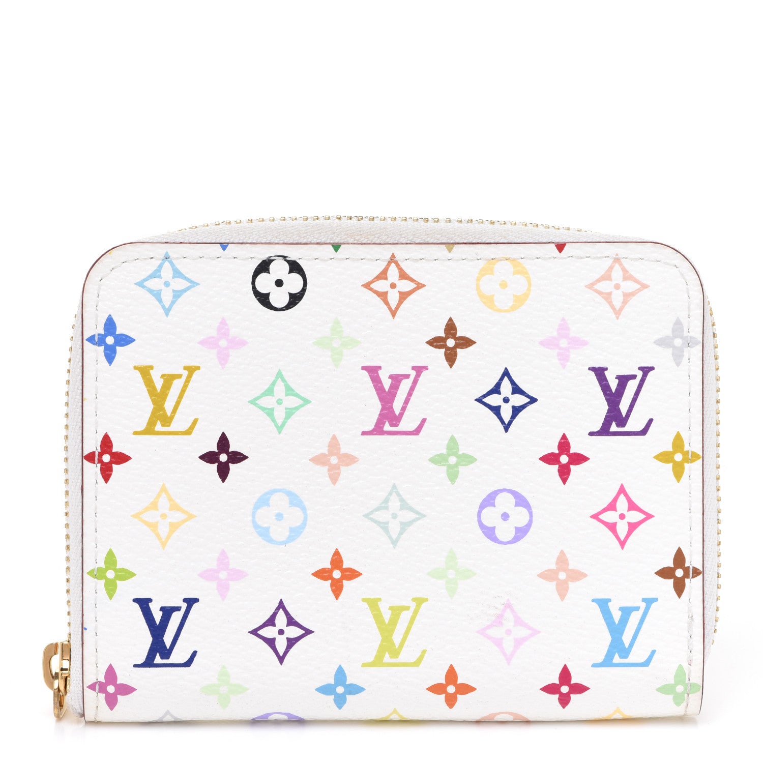 Louis Vuitton Monogram Multicolor Zippy Coin Purse Wallet White Litchi 1 of 6