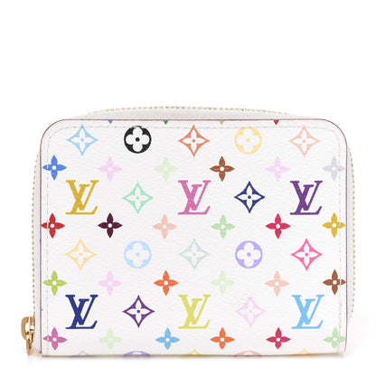 Louis Vuitton Monogram Multicolor Zippy Coin Purse Wallet White Litchi 1 of 6