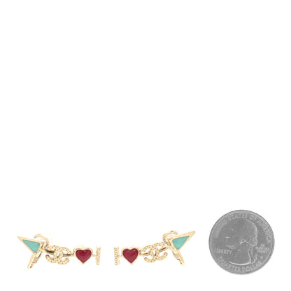 Chanel Enamel I Heart CC Earrings Gold 2 of 6