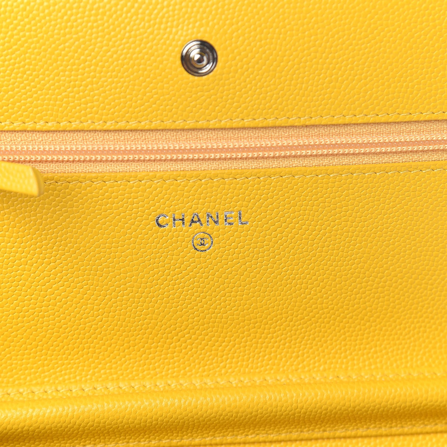 Chanel Caviar Chevron Quilted Wallet On Chain WOC Yellow 8 of 11
