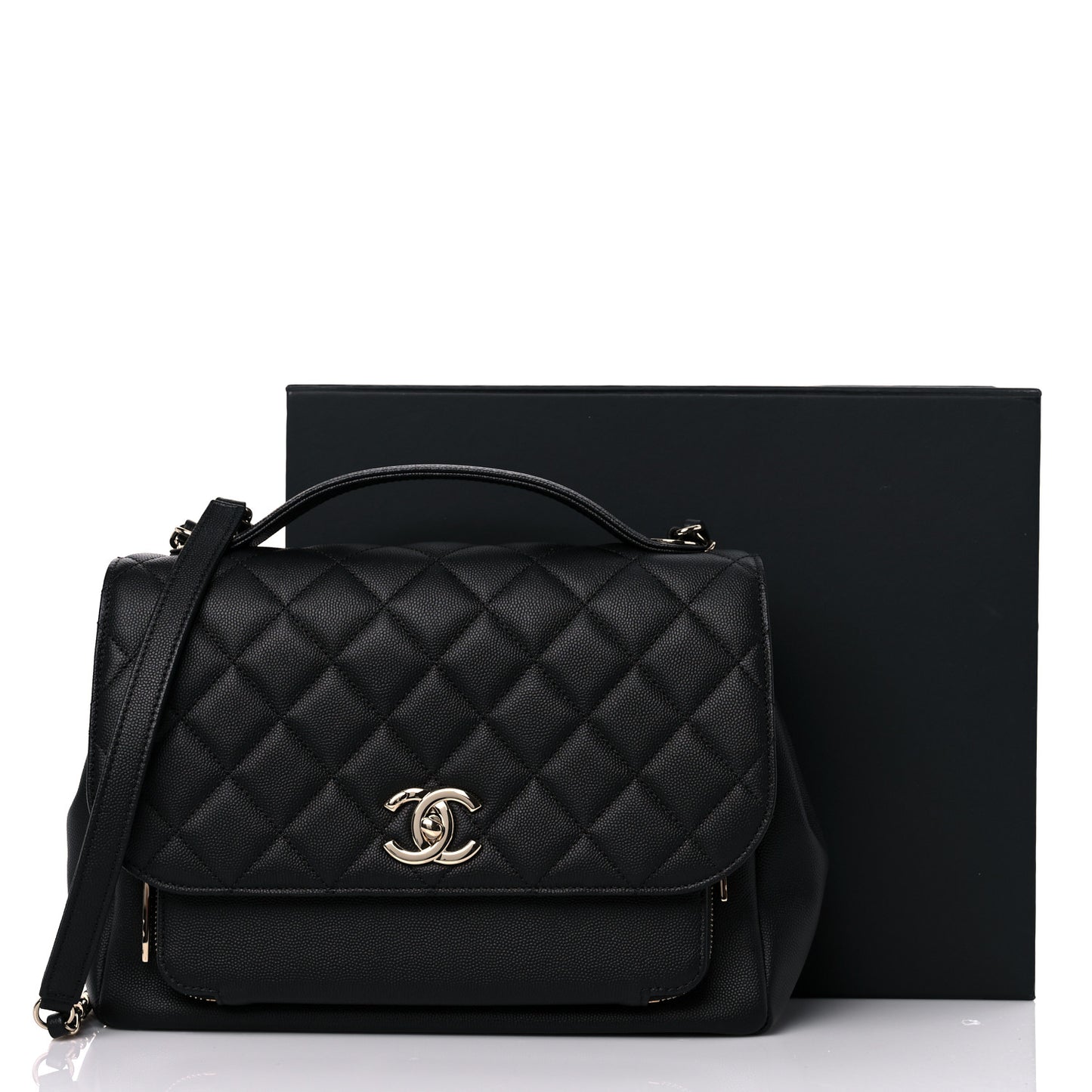 Caviar Quilted Large Business Affinity Flap Black