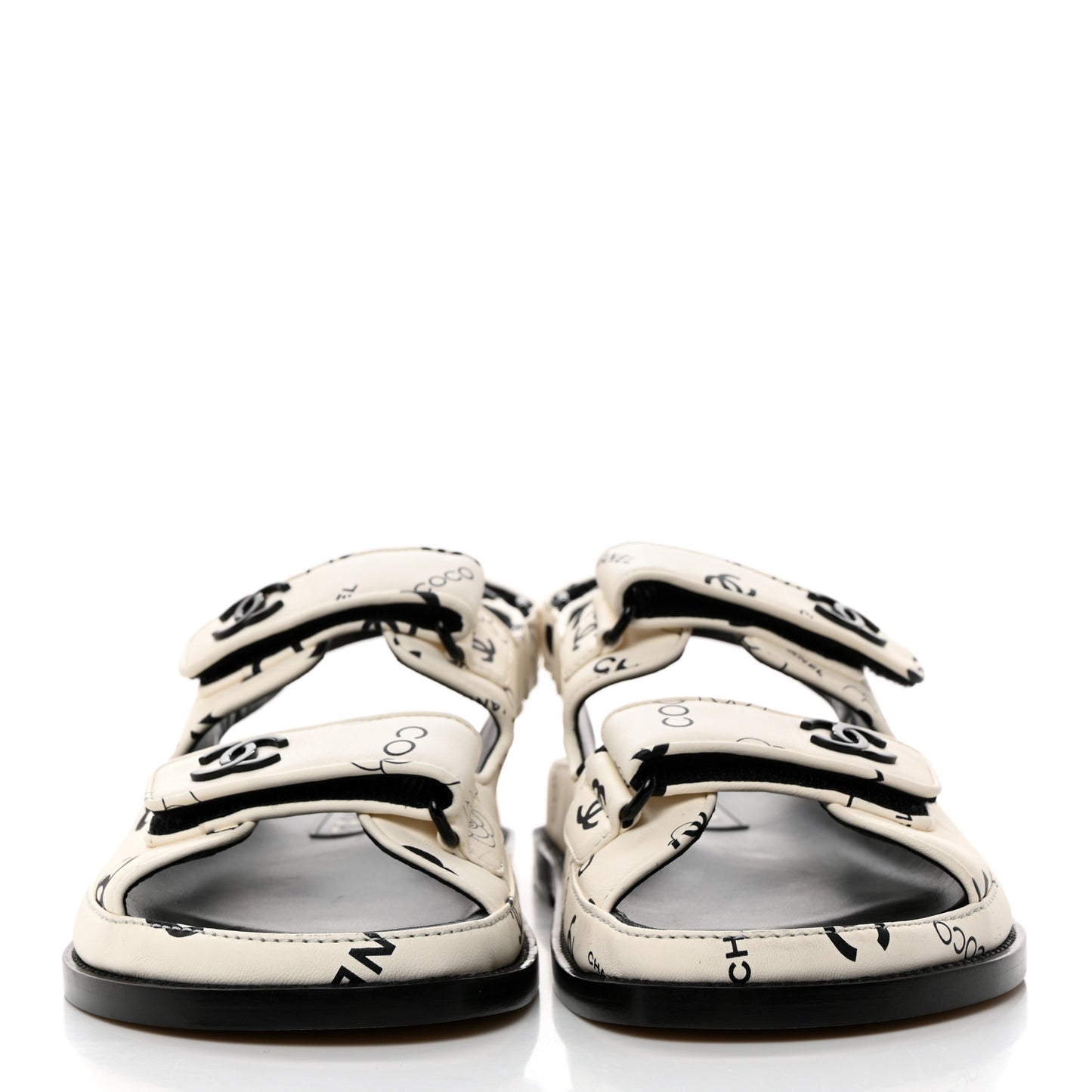 Lambskin Printed CC Velcro Dad Sandals 40 White Black
