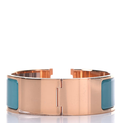 Hermes Enamel Wide Clic Clac H Bracelet PM Bleu Canard 3 of 4