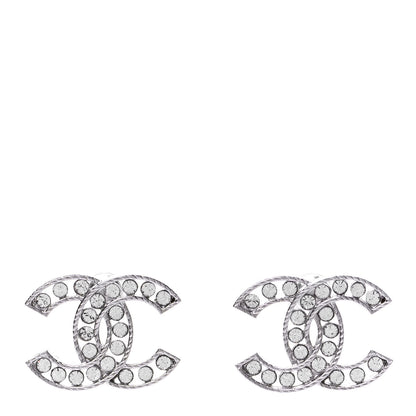 Chanel Crystal CC Earrings Silver 1 of 4